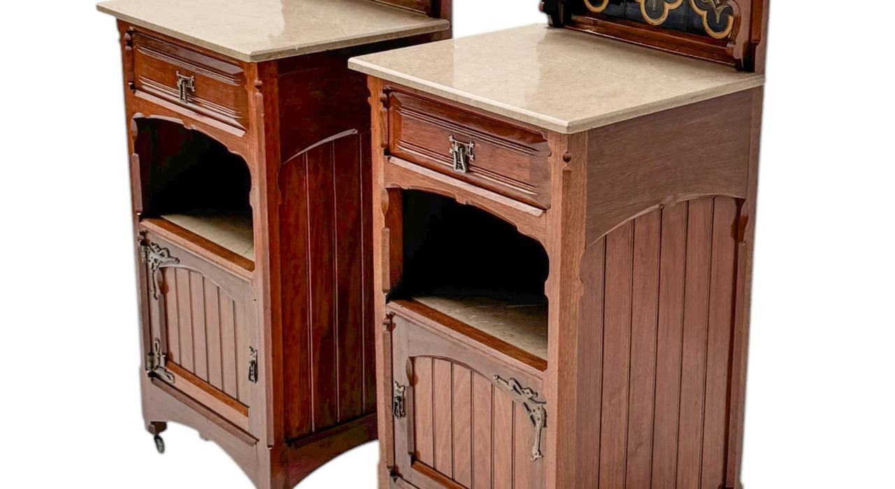Two Arts & Crafts Nightstands by Gustave Serrurier-Bovy, 1900s